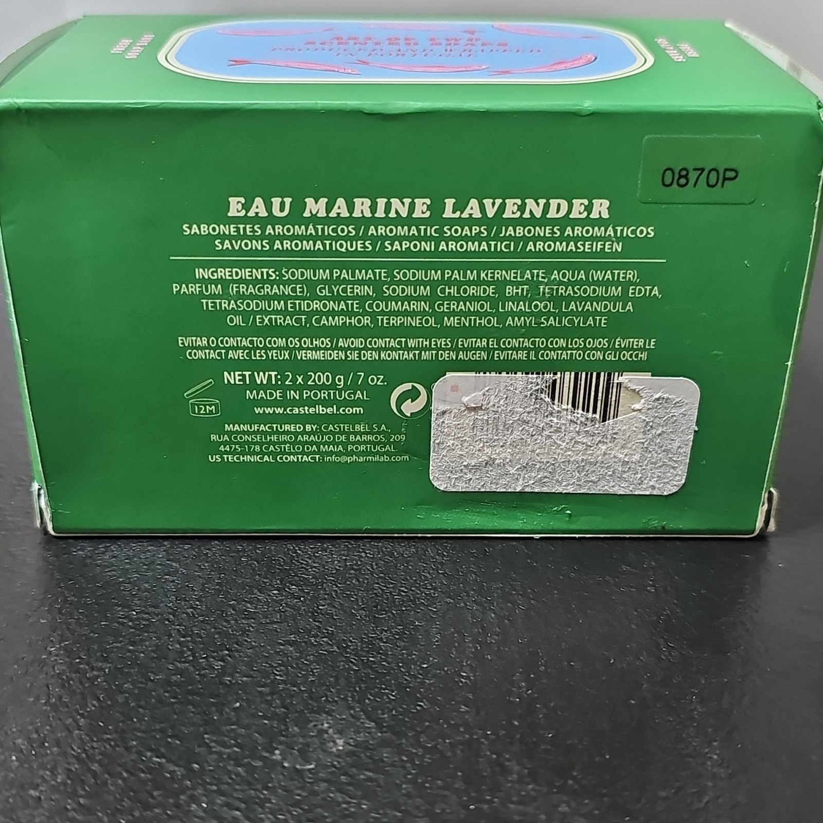 Castelbel Eau Marine Lavender Scented Soap Bars 2 x 200 g / 7 oz