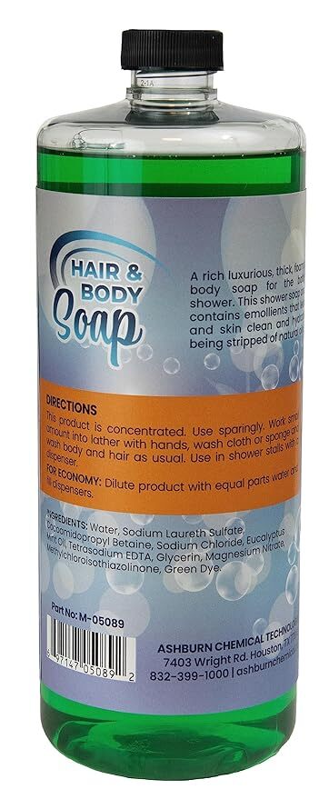 Hair & Body Soap Concentrated Conditions Skin For Dispensers Face Hotel 1 Quart