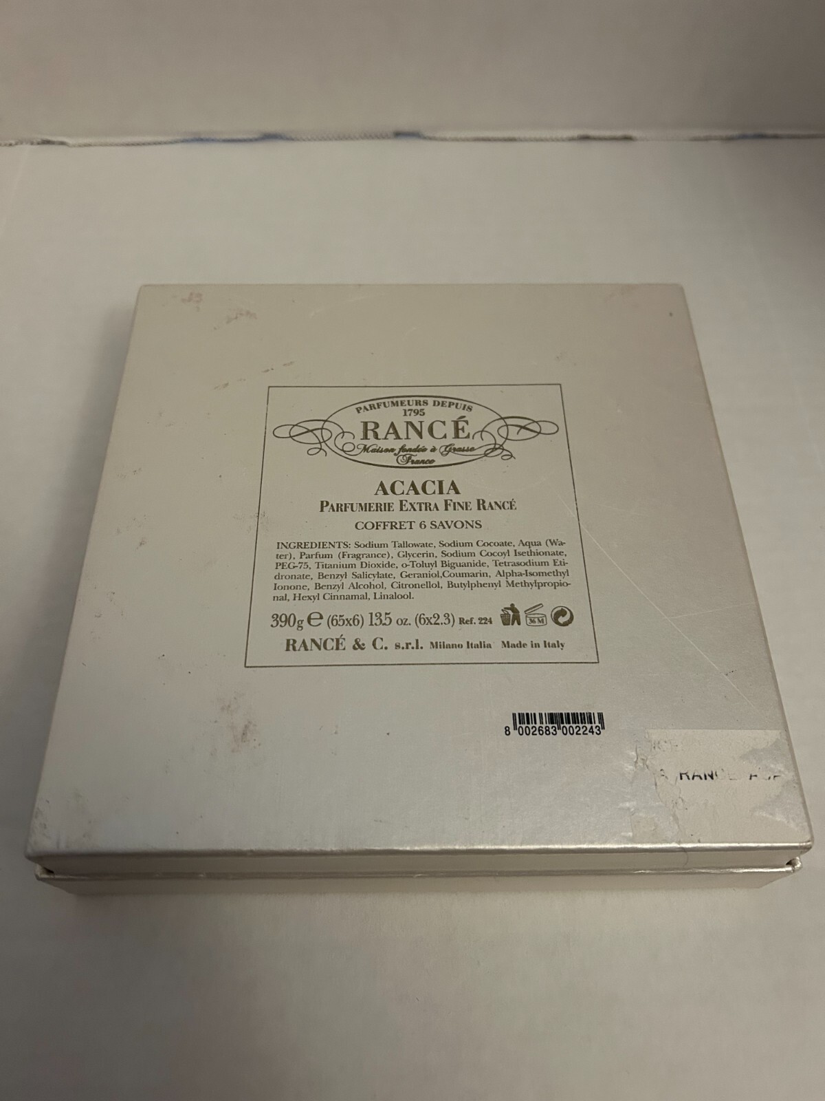 RANCE Vintage Extra Fine Perfume ACACIA Soapbox Soap Bars 6 Bars NIB Sealed NEW