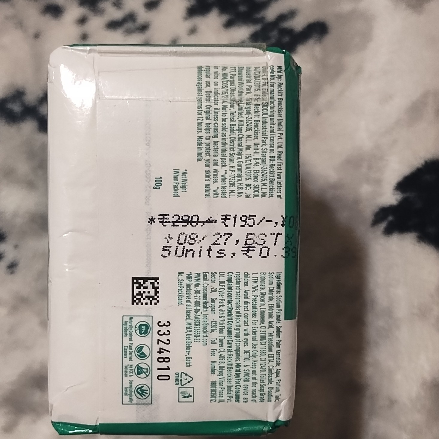 Dettol Original Antibacterial Soap Bars Multipack 5 x 100g White Solid