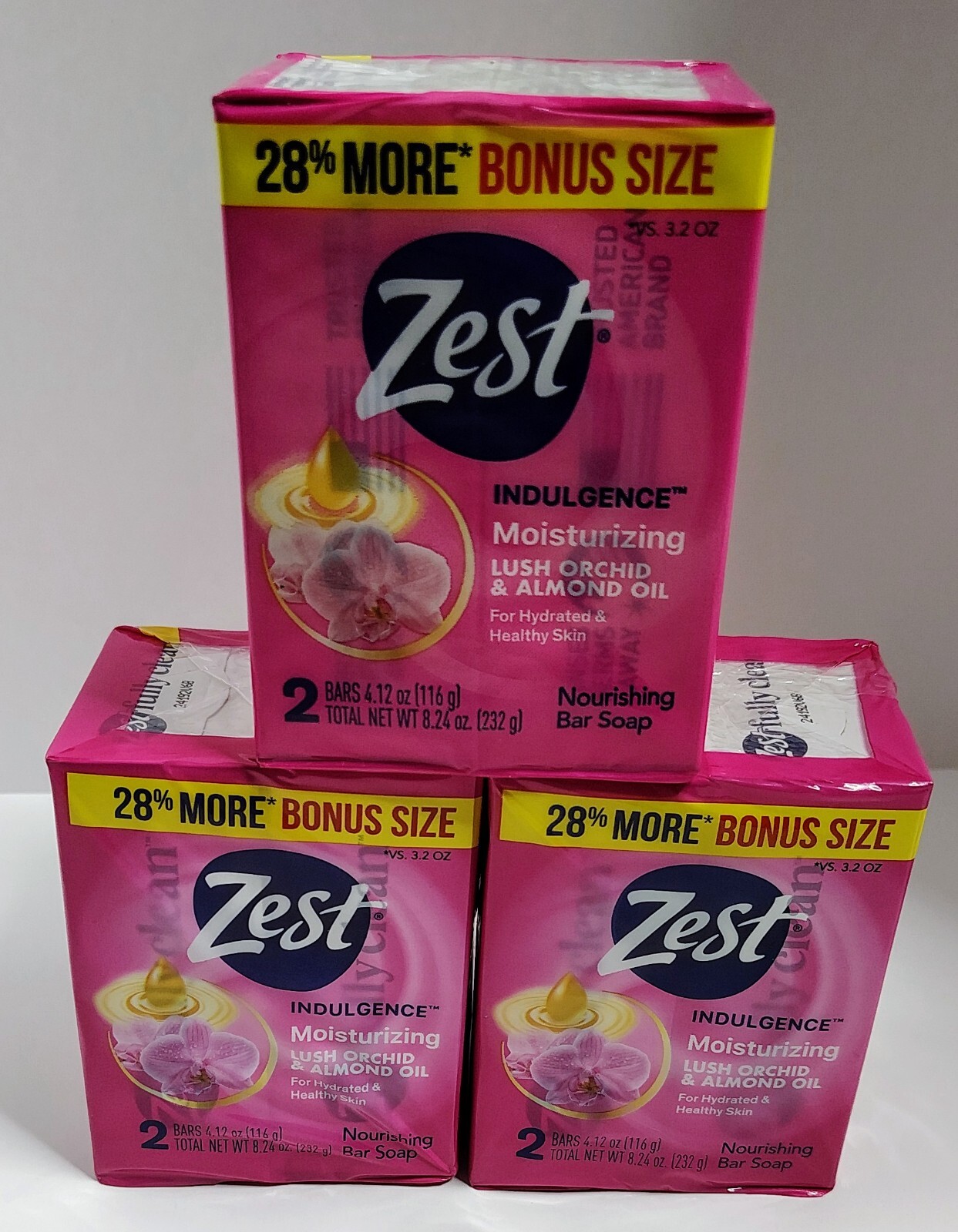 Zest Lush Orchid & Almond Oil Moisturizing Bar Soap 4.12 Oz Bundle Of 3 Packs