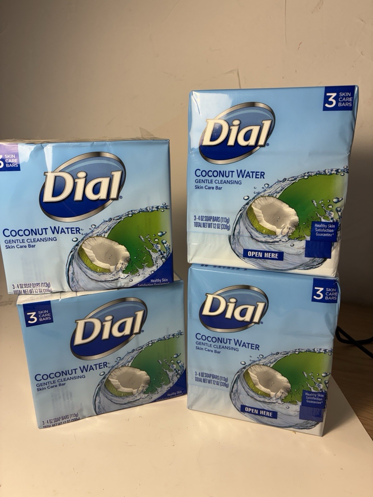 12 Dial Coconut Water Gentle Cleansing Skin Care Bar Soap 4 Oz. ea 4 packs of 3