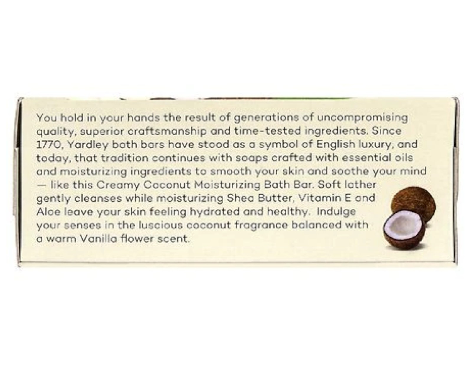 Yardley London Moisturizing Bath Bar Creamy Coconut 4oz. – Pack of 4