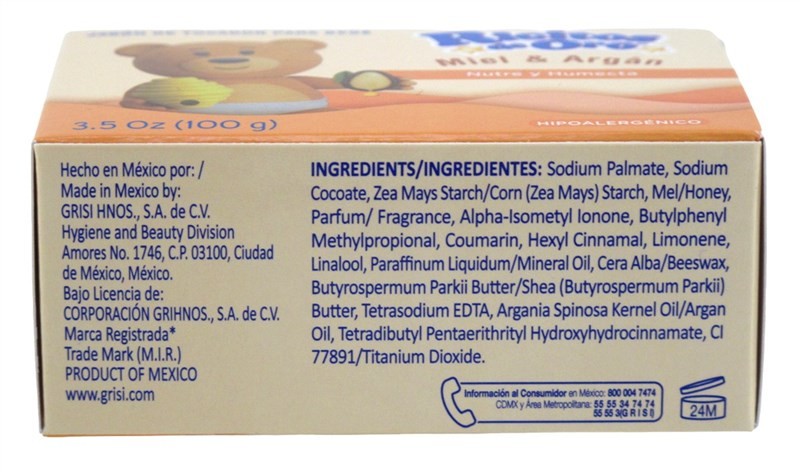 Ricitos De Oro Baby Soap Bar Honey Bee & Argan 3.5 Ounce