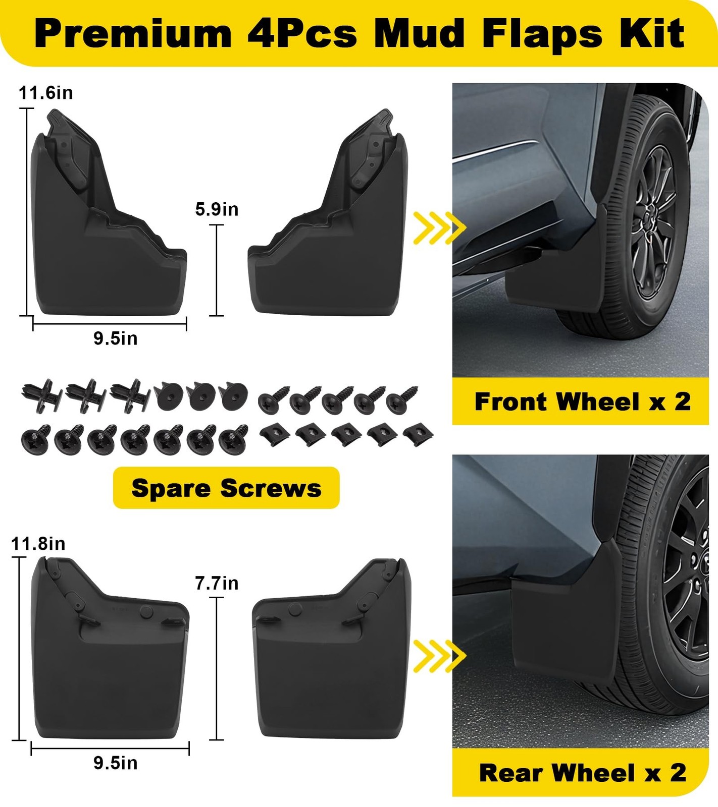 OEM-Style Mud Flaps for 2025-2026 Toyota 4Runner Splash Guards, Normal | Pain…