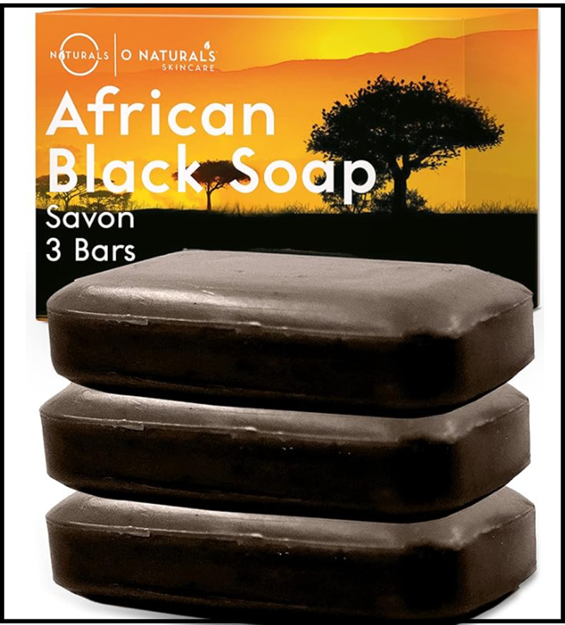 3-Bar O Naturals Organic African Black Soap Bar Rich in African Shea Butter*