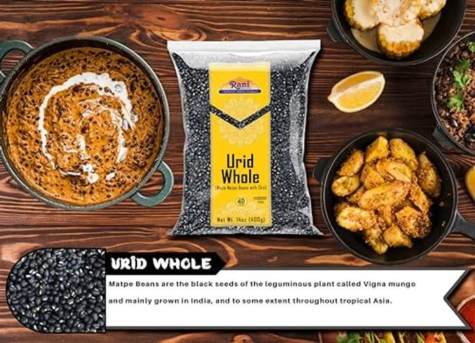 Rani Urid/Black (Matpe Beans with Skin) Indian 14 Ounce (Pack of 1) Urad Whole