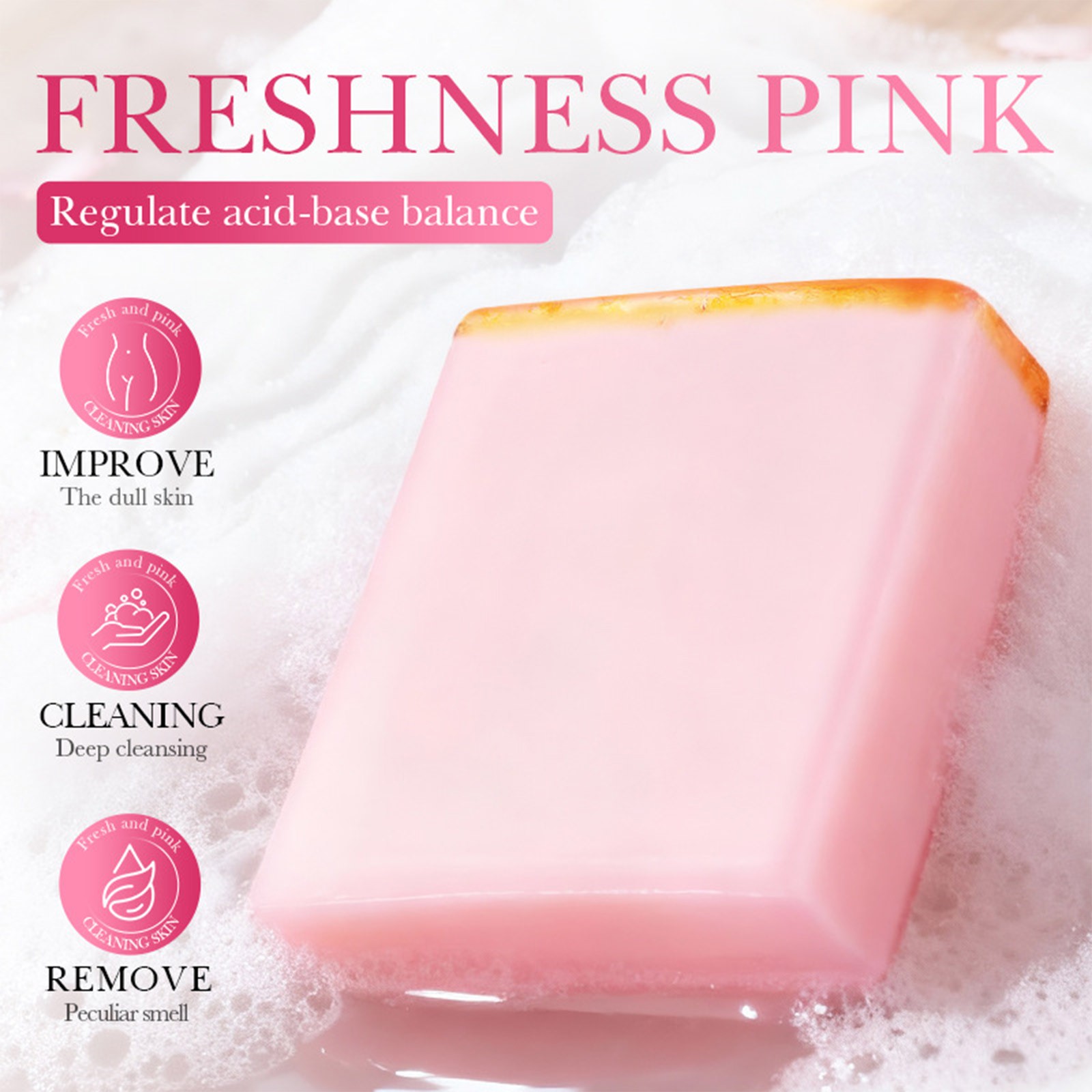 Women Soap With Foaming Net For Private Personal Care Strawberry-Scented 100g