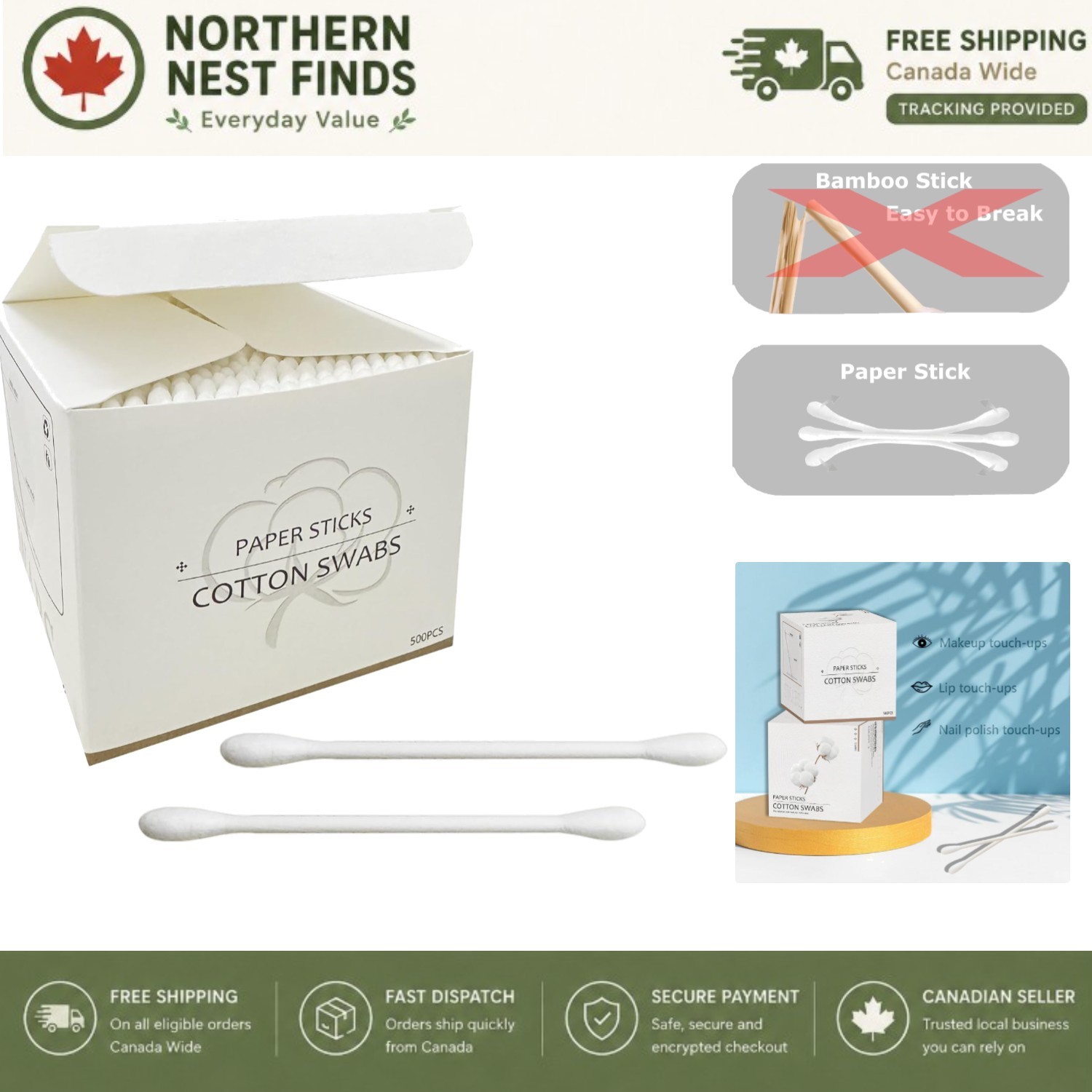 Gentle & Absorbent Cotton Swabs – 1000ct Natural Buds for Safe Personal Care