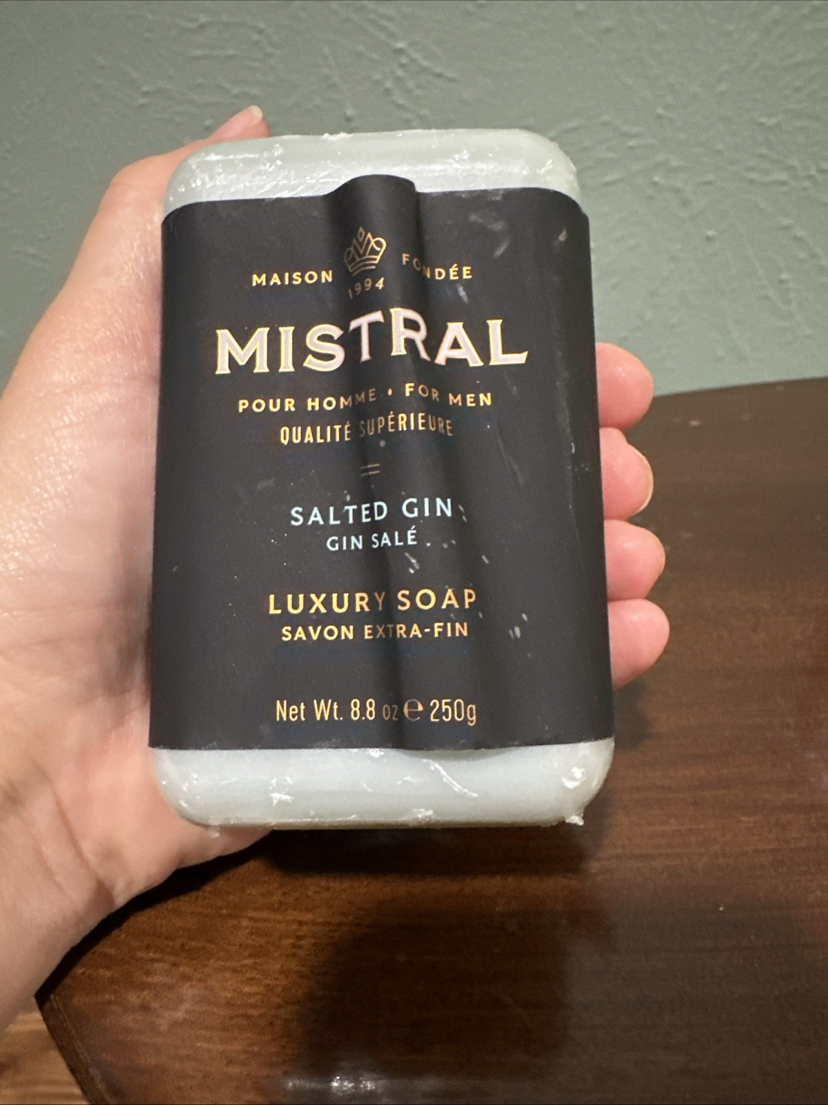 Mistral Bar Soap Organic Salted Gin Large 8.8 Ounce Crafted Soaps Original