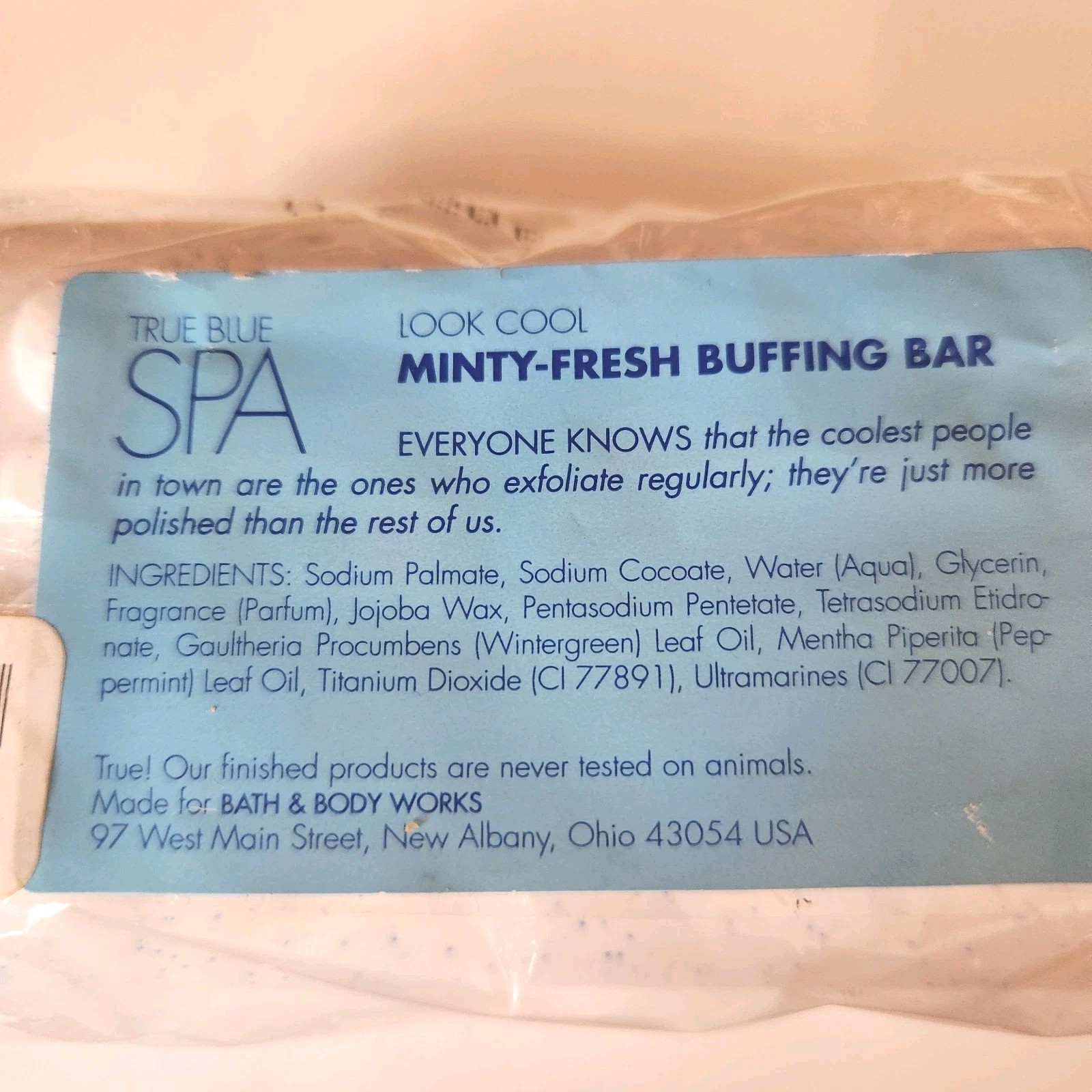 Bath & Body Works True Blue Spa Minty Fresh Buffing Bar 10.6 oz NEW Retired