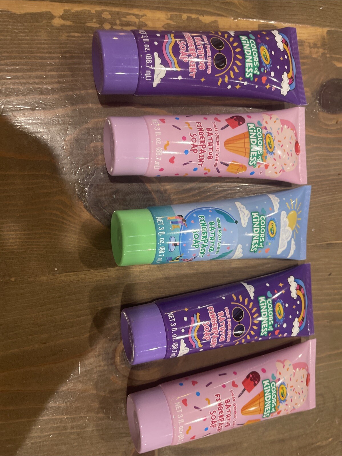 5PC SET: Crayola Bathtub Finger Paint Soap Kids 3oz: Blue Red Green Pink Purple
