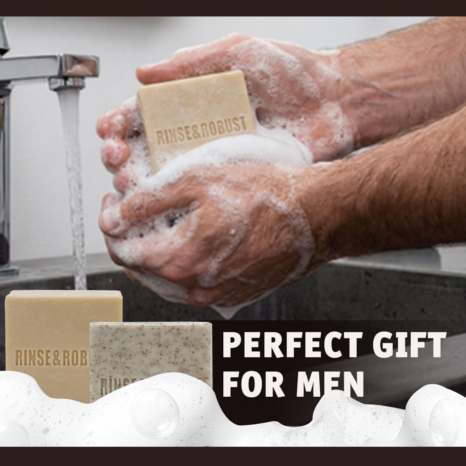 Mens Soap Bar Set 6Pcs Natural Handmade Cleansing Bar Soap Set Moisturizing E…