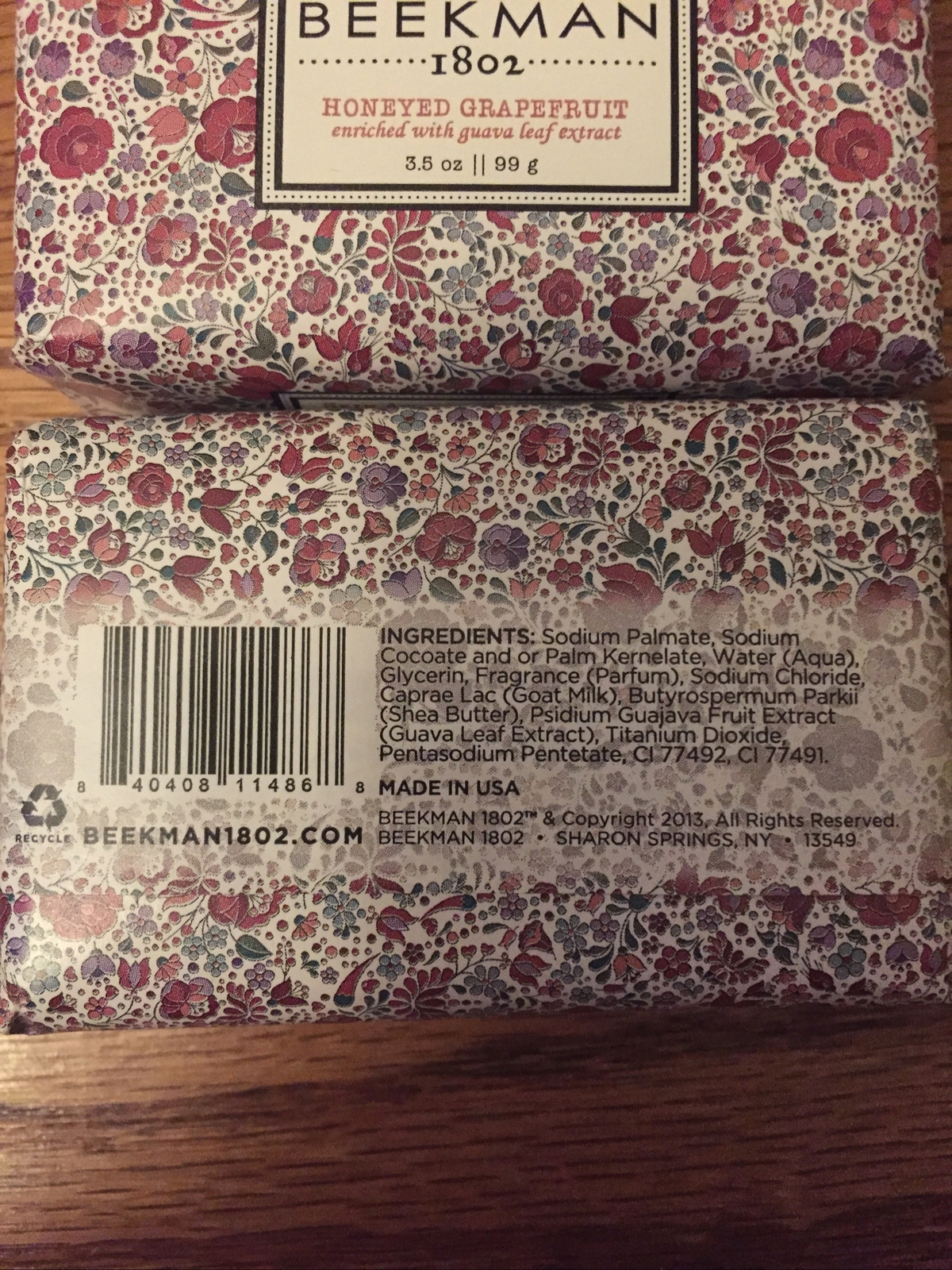 Lot Of 3 Beekman 1802 Goat Milk Soap Bar Honeyed Grapefruit Palm 3.5 Oz Bars