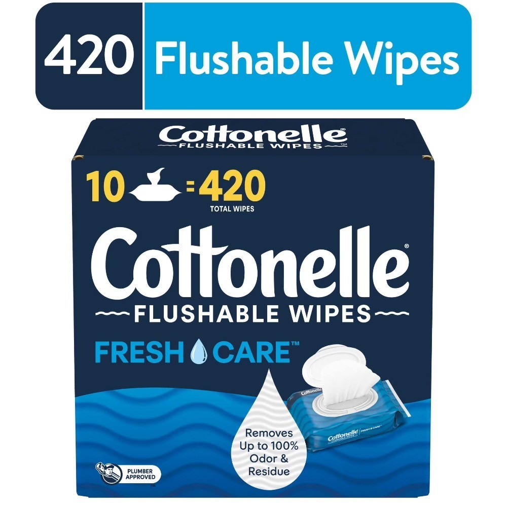 Flushable Wet Wipes for Adults and Babies, 10 Resealable Packs, Unscented