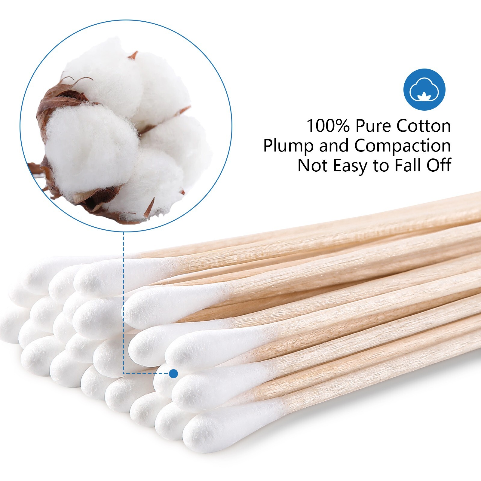200pcs Sterile Cotton Swab Tipped Applicator, 6” Dental Medical Makeup