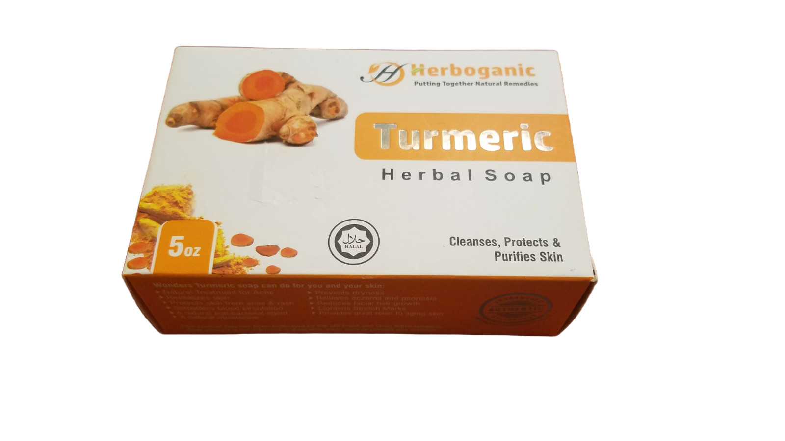 Herboganic Turmeric Herbal Soap Cleanse Protect Purifies Skin Rash Acne Dry 5 oz