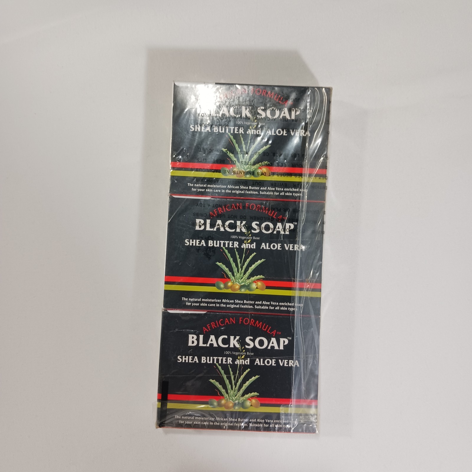 (Pack of 3) African Formula Black Soap with Shea Butter & Aloe Vera Bar – 3.5 oz