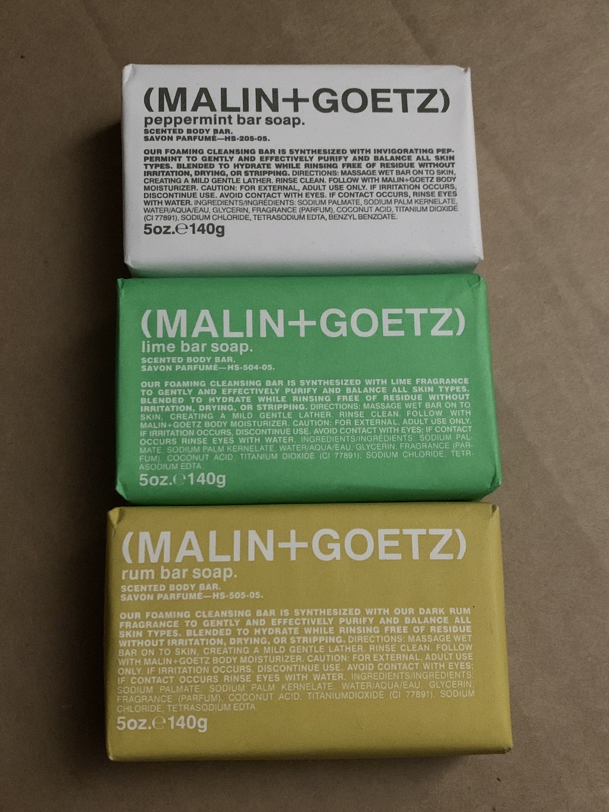 3x (Malin + Goetz) 5 Oz Soap Bars RARE – Rum, Peppermint, Lime BUNDLE NEW SEALED