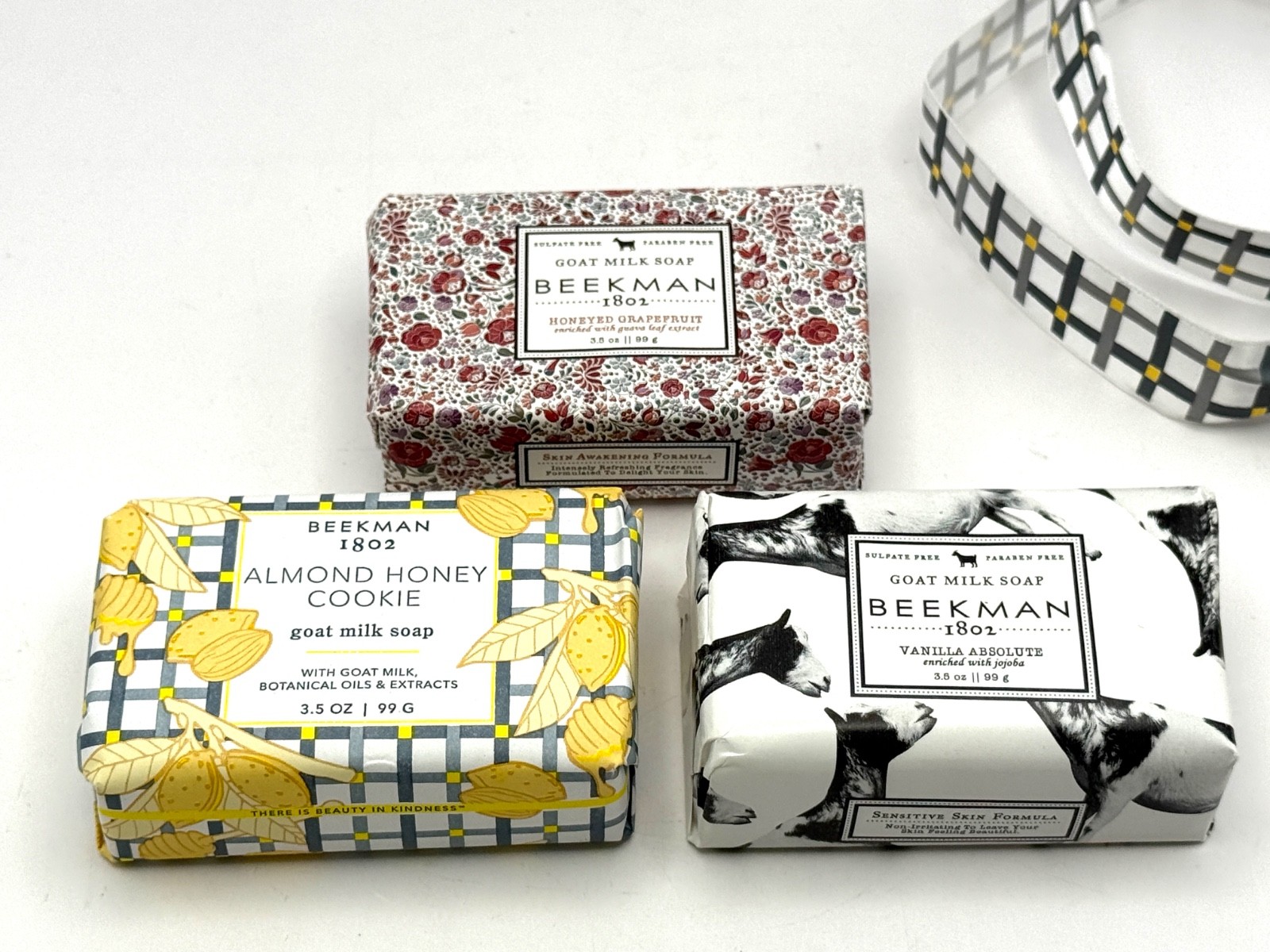 Beekman 1802 Goat Milk Soap, Set of 3, Almond Honey, Grapefruit, Vanilla