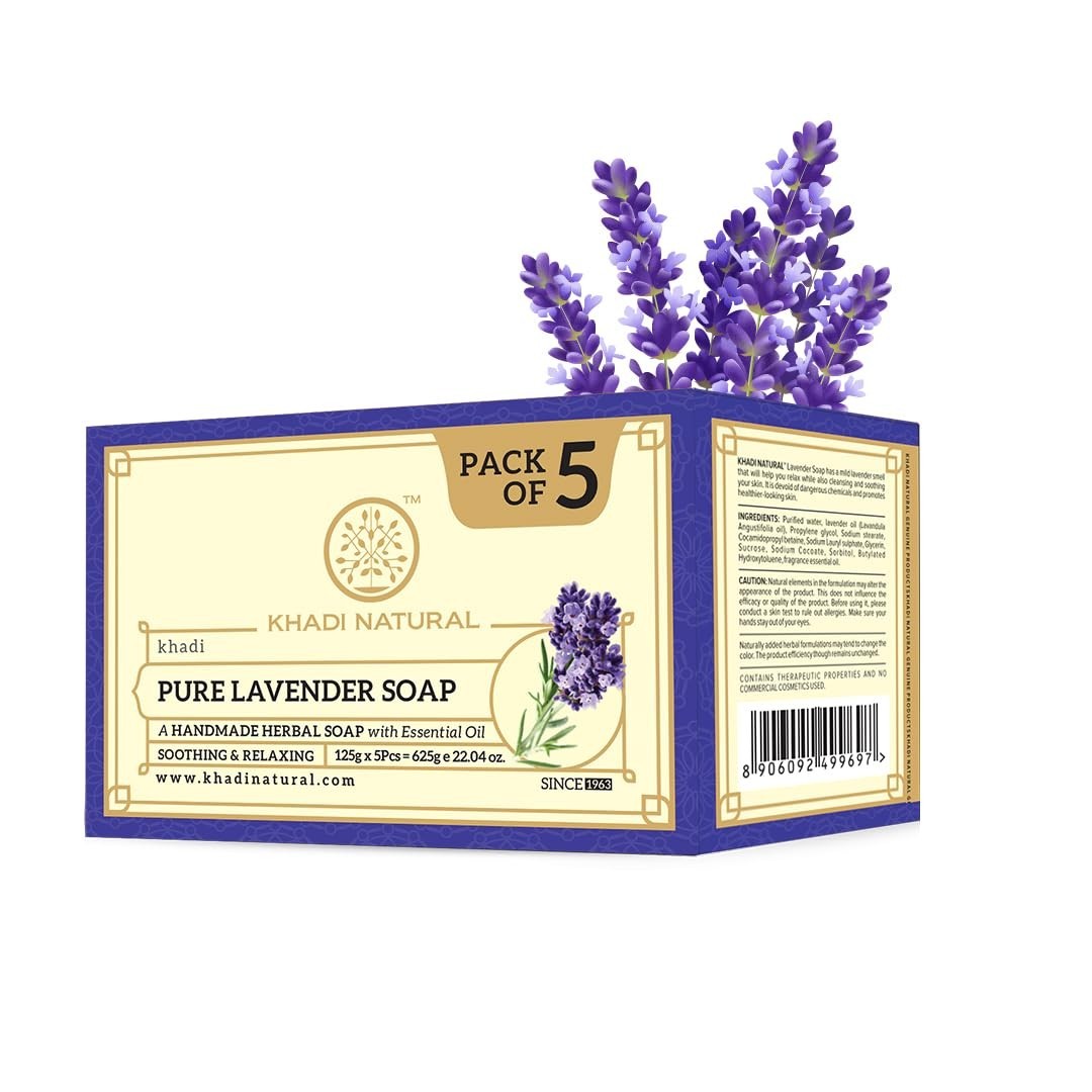 Khadi Natural Ayurvedic Pure Lavender Soap moisturization Beauty Skin Pack of 5