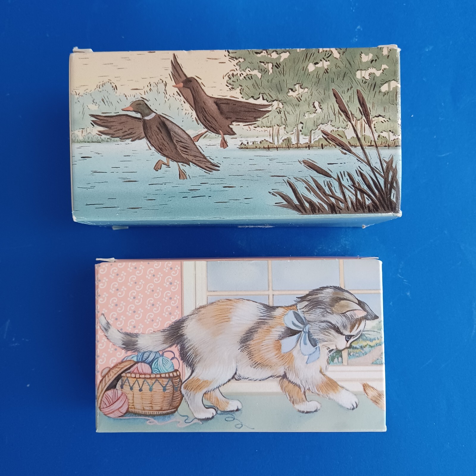 Lot of 2 Vintage Avon Soaps Sporting Duck Soap & Kitty Trio Soaps In Boxes NOS