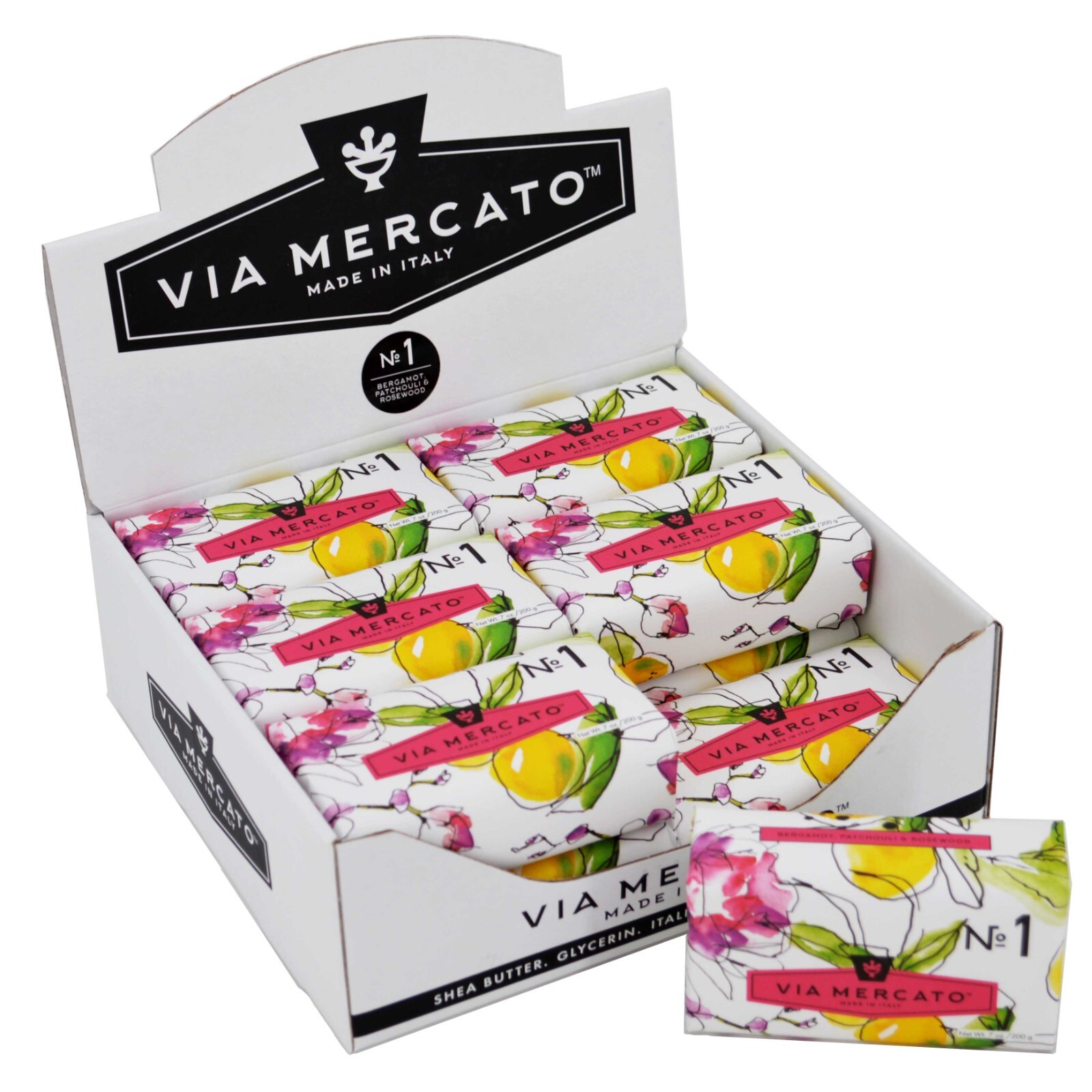 Via Mercato No.1 Soap Bar CASE OF 12 – Bergamot, Patchouli and Rosewood 200 gram