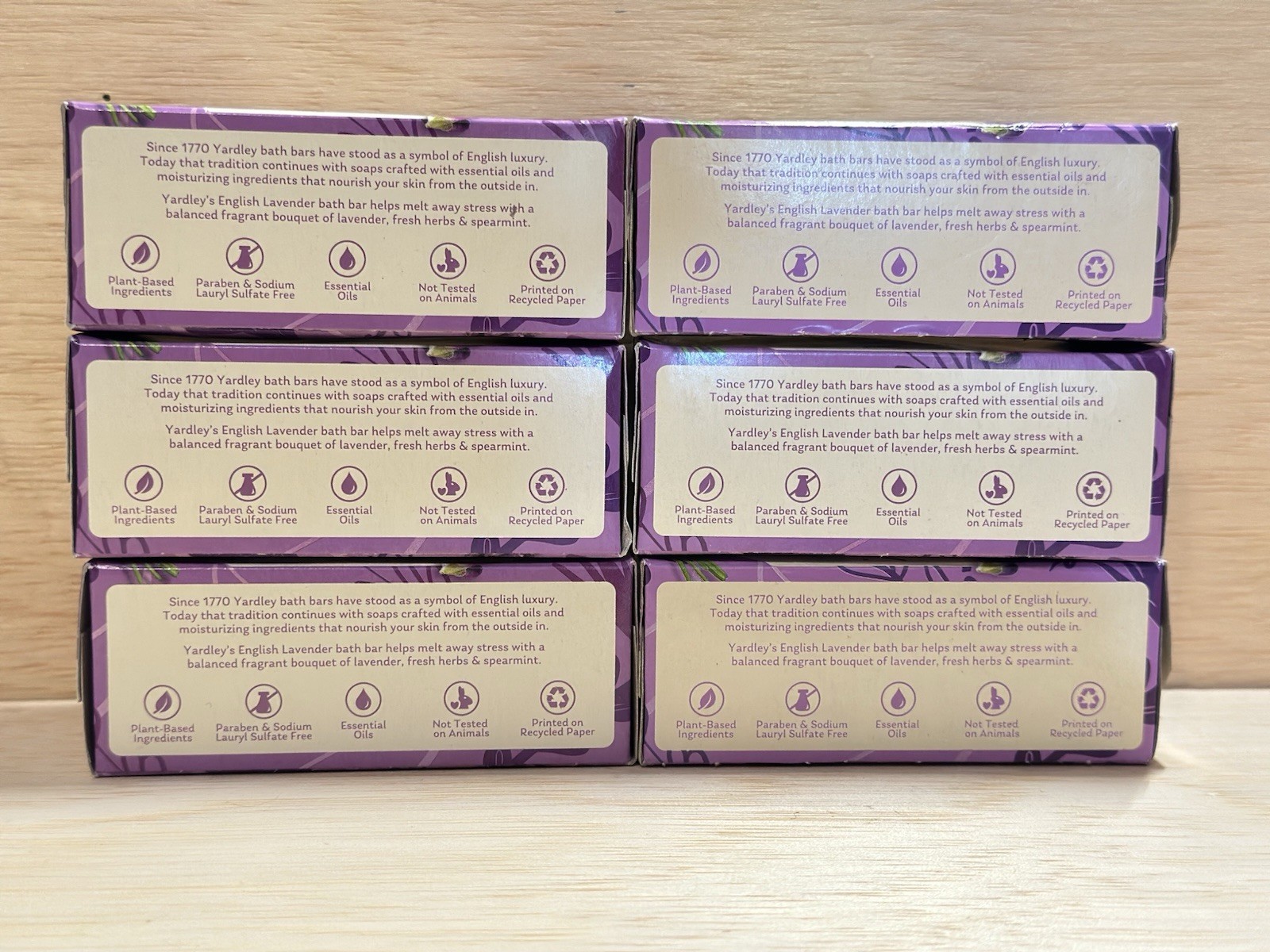 Lot 6-Yardley London English Lavender Nourishing bath bars. 4oz Ea Sealed