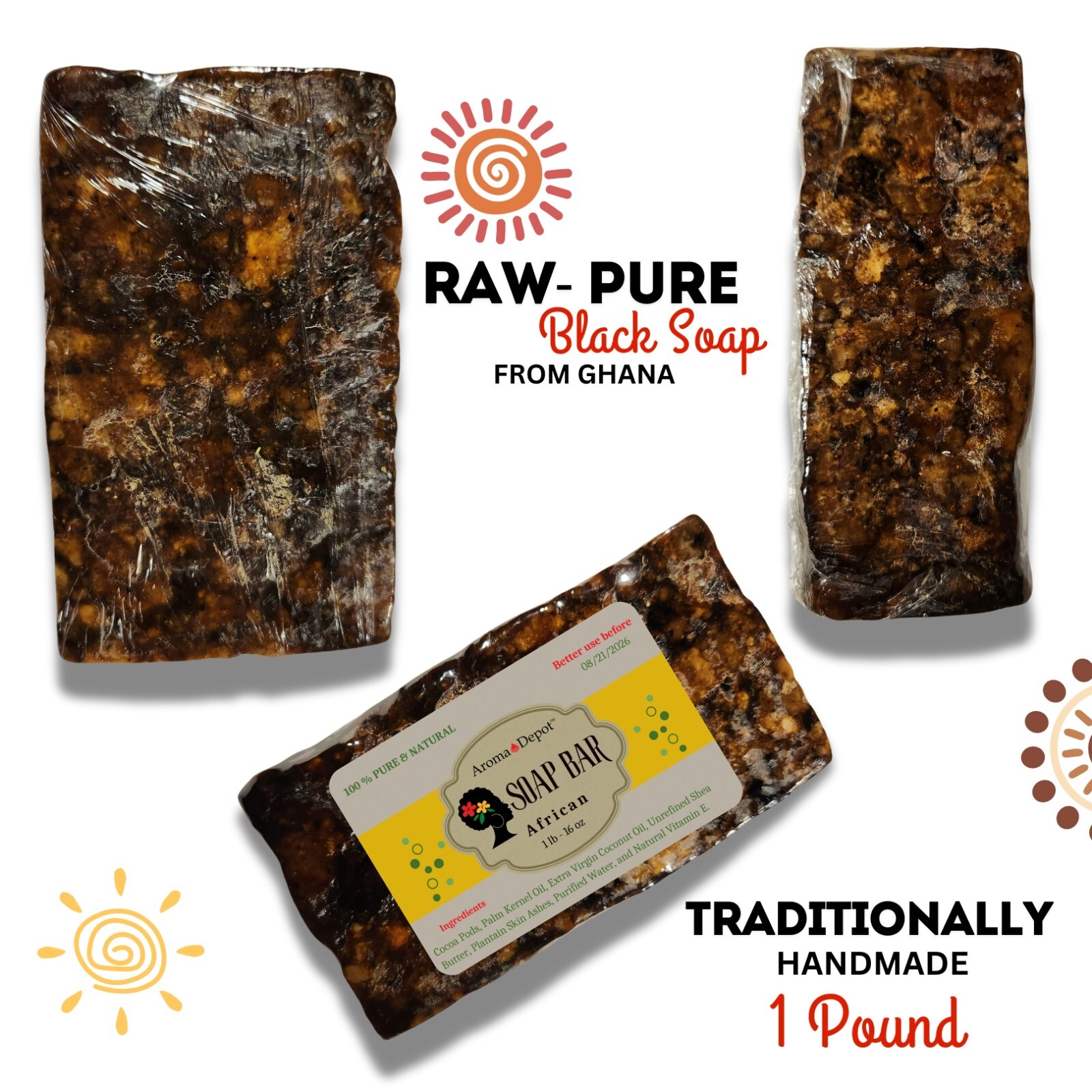 Raw African Black Soap Fresh Premium Quality Unrefined From Ghana Wholesale Bulk
