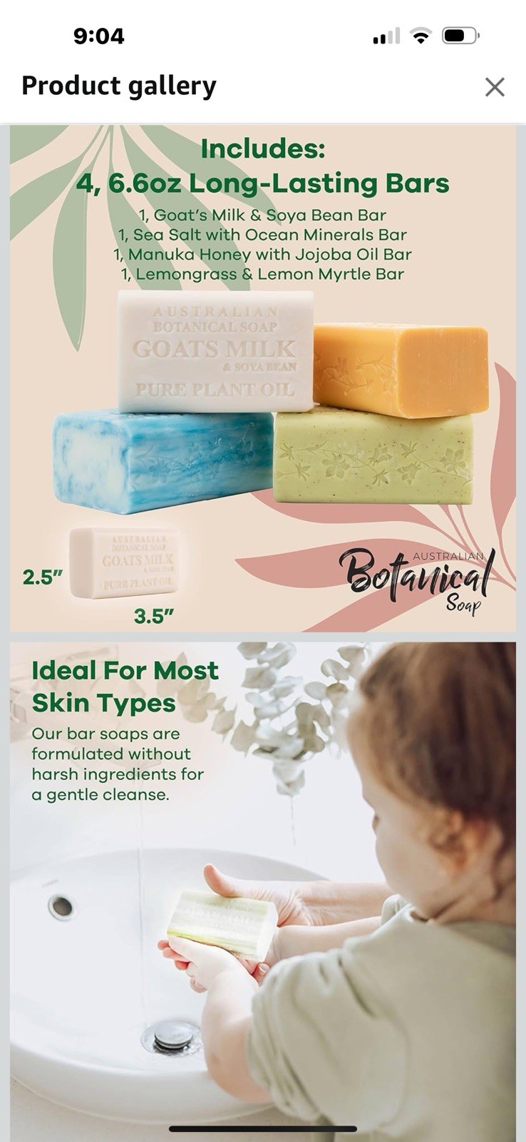 Australian Botanical Soap Goats Milk 4 Soap bars Variety Collection 6.8oz each