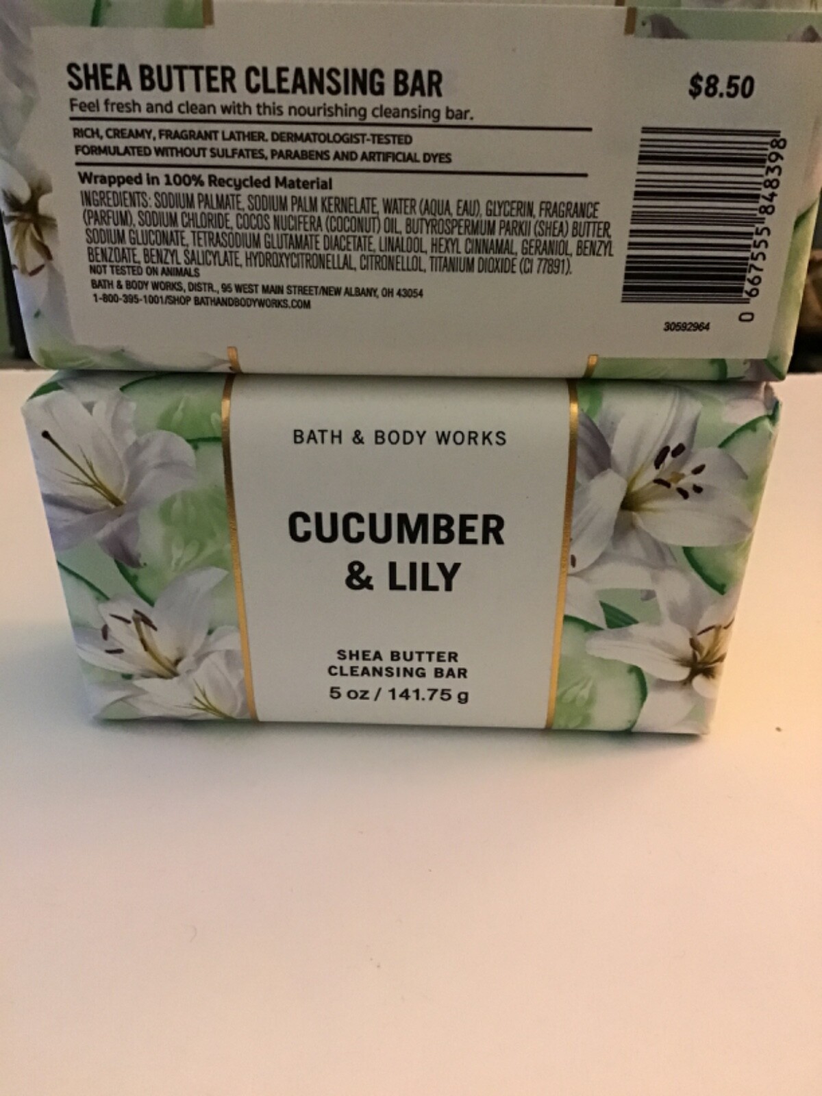 lot of 2 bath body works CUCUMBER & LILY Shea Butter Cleansing soap Bar new