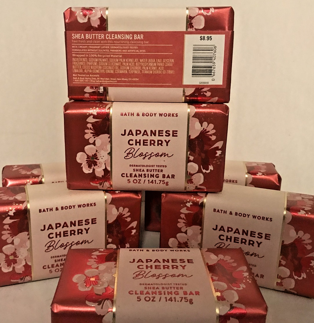 JAPANESE CHERRY BLOSSOM SHEA BUTTER CLEANSING BAR SOAP Bath Body Works LOT X8