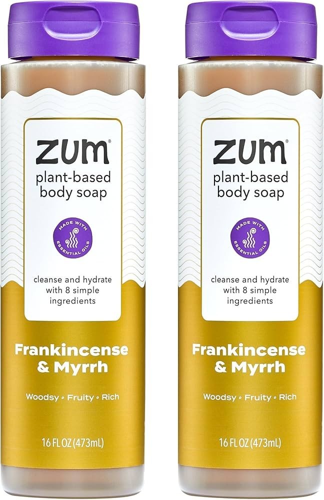 16 fl oz Bottle of Zum Plant-Based Body Soap In The Frankincense & Myrrh 2 Pack