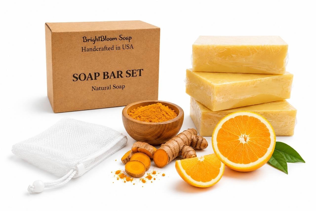 Turmeric Soap Bar with Goat Milk Handmade 3 Bars