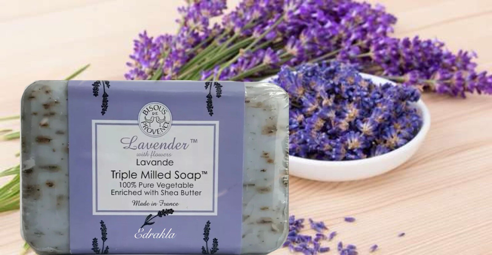 Autentique Bisous de Provence LAVENDER Triple Milled Soap 100% PURE VEGGIE
