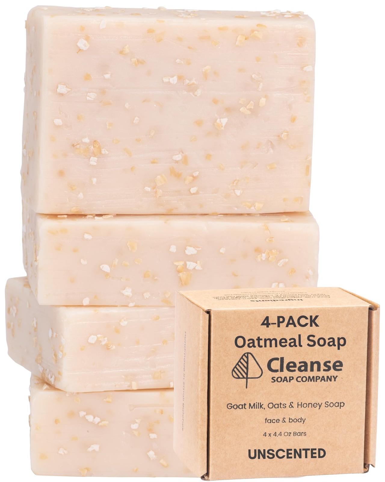 Oatmeal Soap Bar for Itchy Skin & Eczema 4.4 Ounce (Pack of 4), Moisturizing