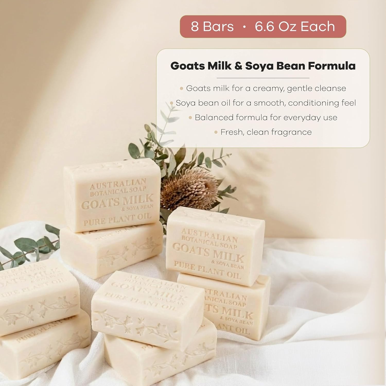 Gentle Goats Milk Bars, Triple Milled, Pack of 8