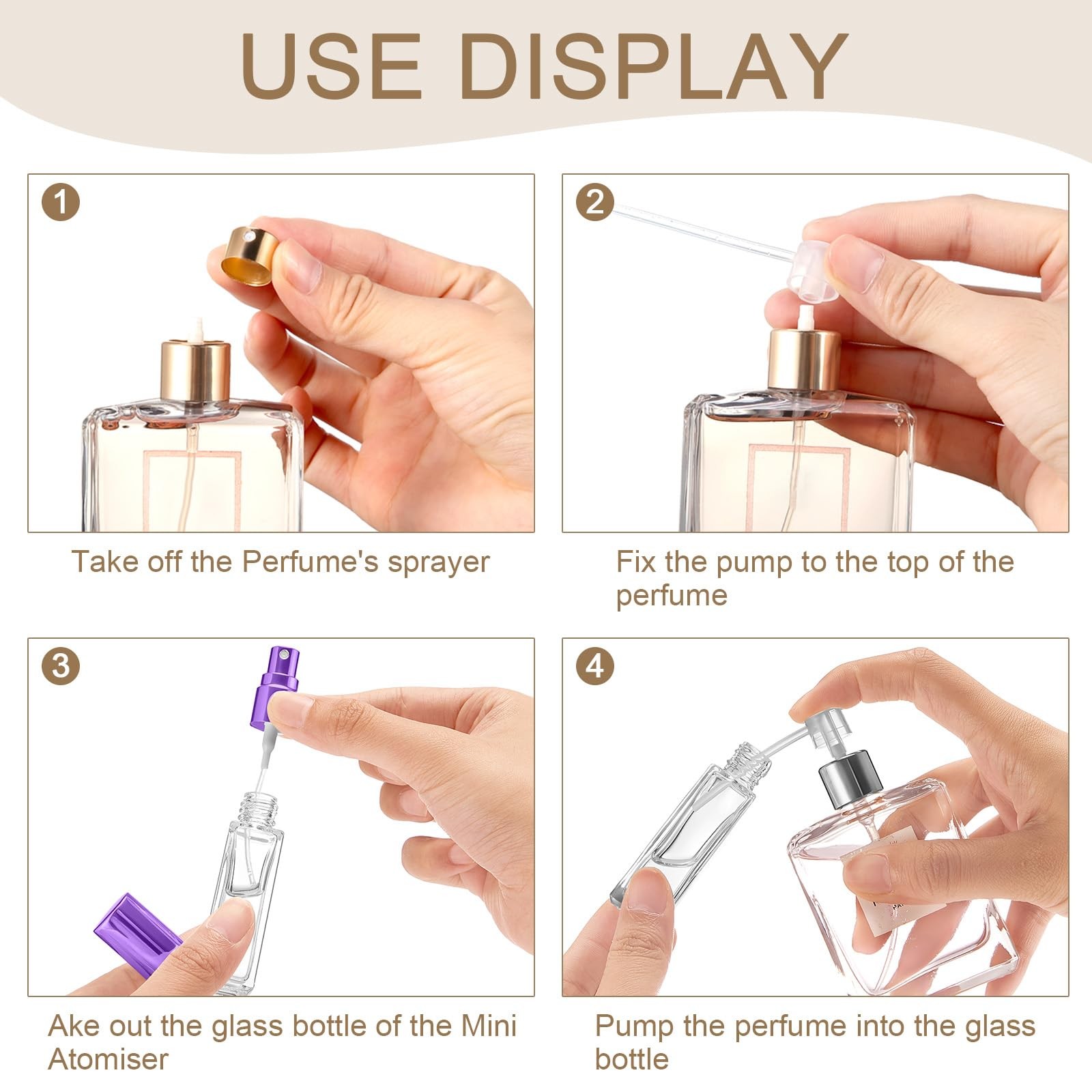 Domensi 60 Pcs 8 ml Empty Glass Perfume Bottles Bulk – Multicolor Refillable Col