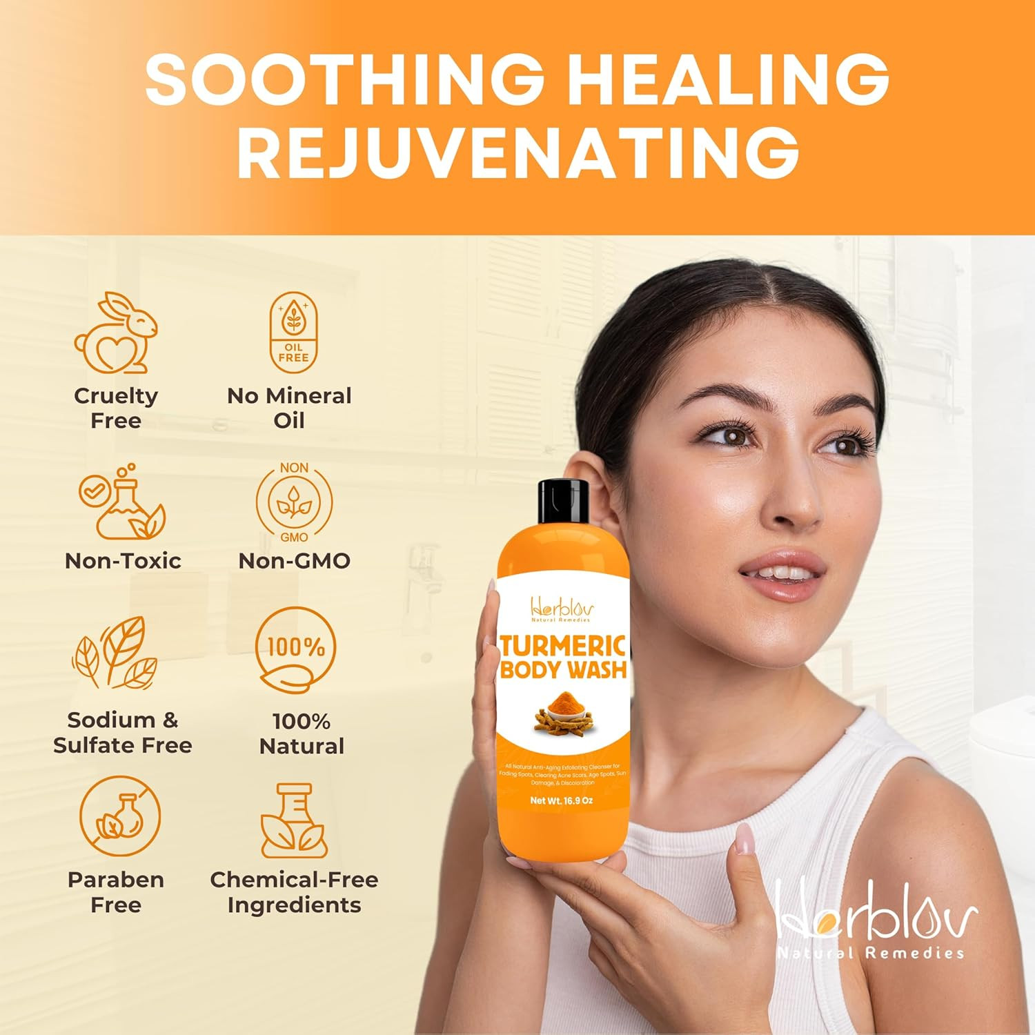 Brightening Turmeric Body Wash – Natural Anti-Aging & Exfoliating Soap