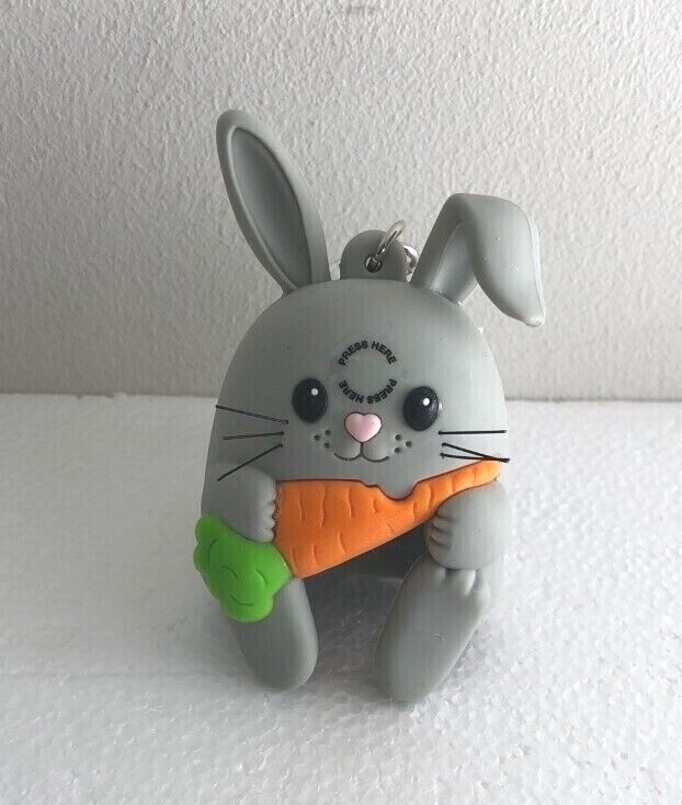 NEW Bath and Body Works BUNNY w/ CARROT Pocket HandGel Holder Keychain -NO Sound