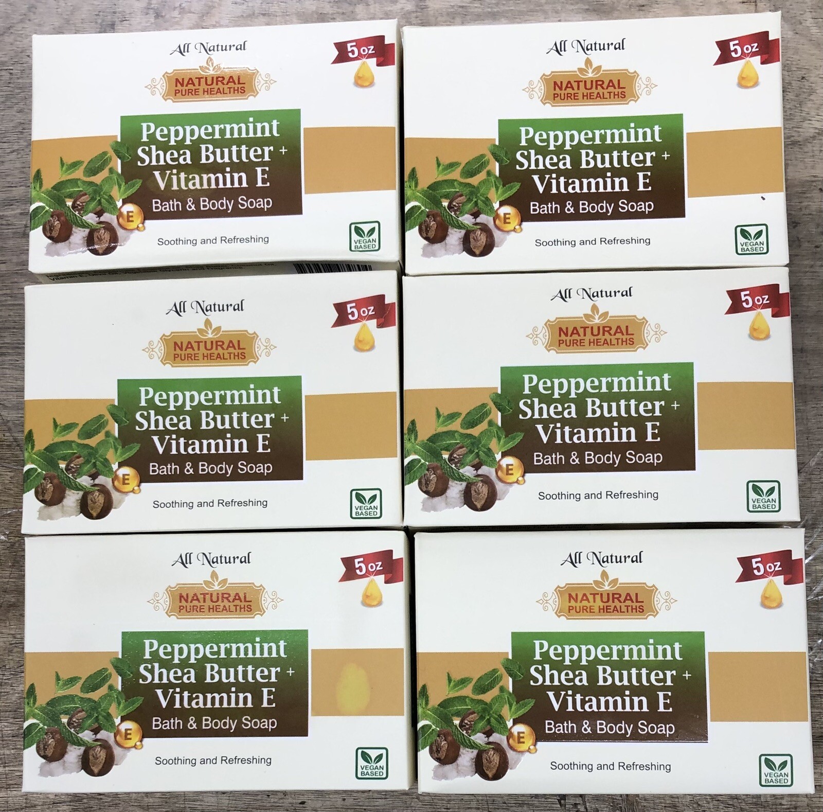 Natural Pure Healths Peppermint Shea Butter + Vitamin E Bar Soap – 5oz X 6 Bars