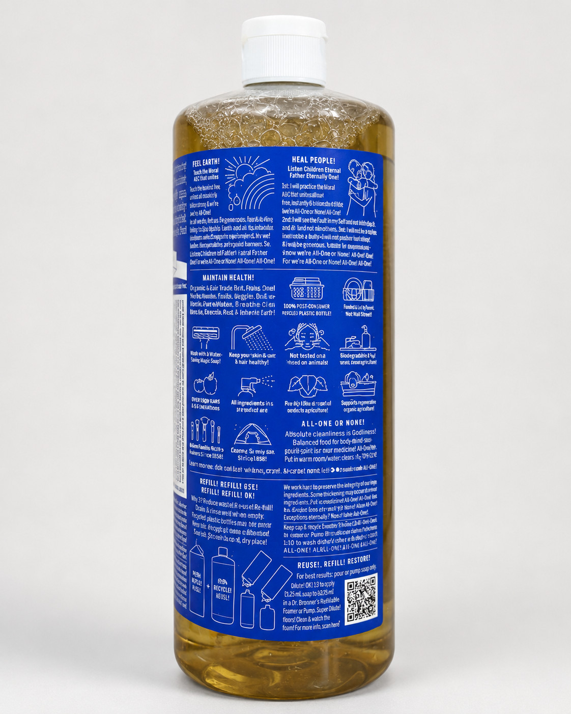 Dr. Bronner’s Pure Castile Liquid Soap 32oz – Peppermint – 18 in one