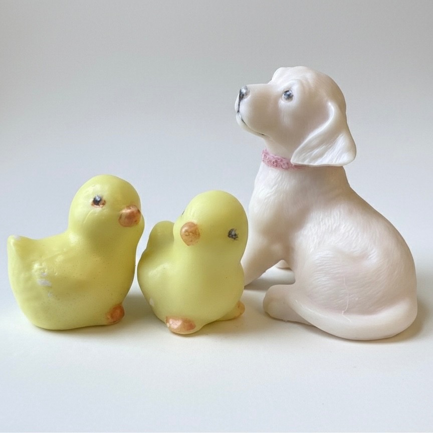 Decorative springtime soap set: 4 chicks and 2 bunnies, 2” and 2.5”