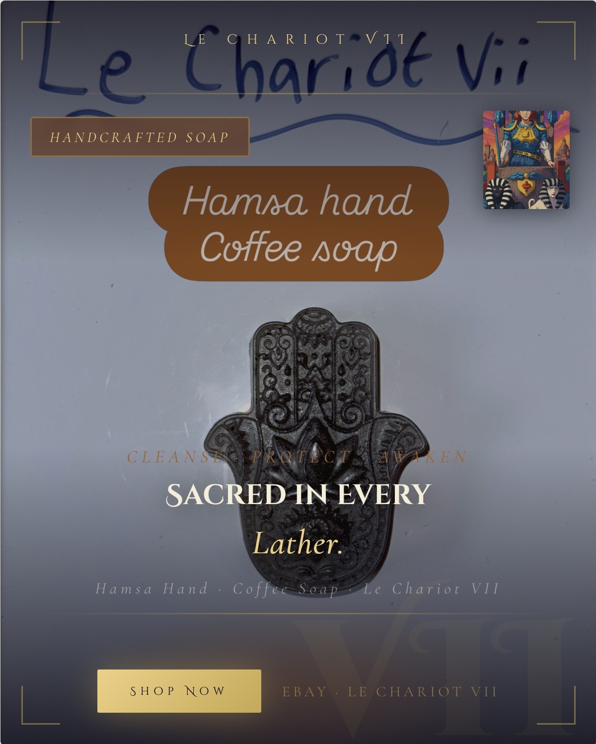 Hamsa Hand Coffee Soap – Vanilla & Coffee Scented Aura Cleansing Bar Soap 2pc
