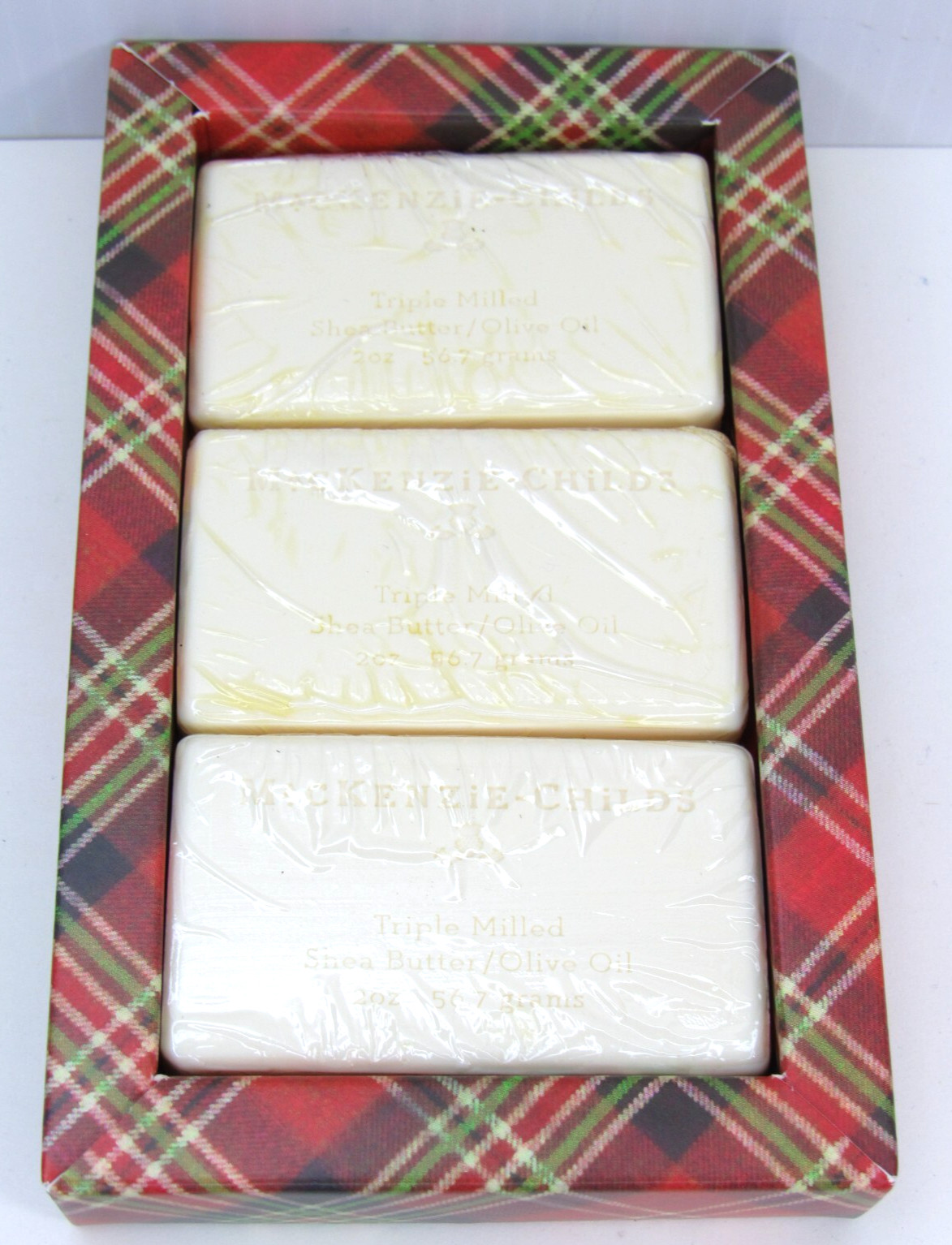RARE MacKenzie-Childs EVERGREEN Guest Soap 3 Bar Set Balsam Fir, Cedar, Juniper