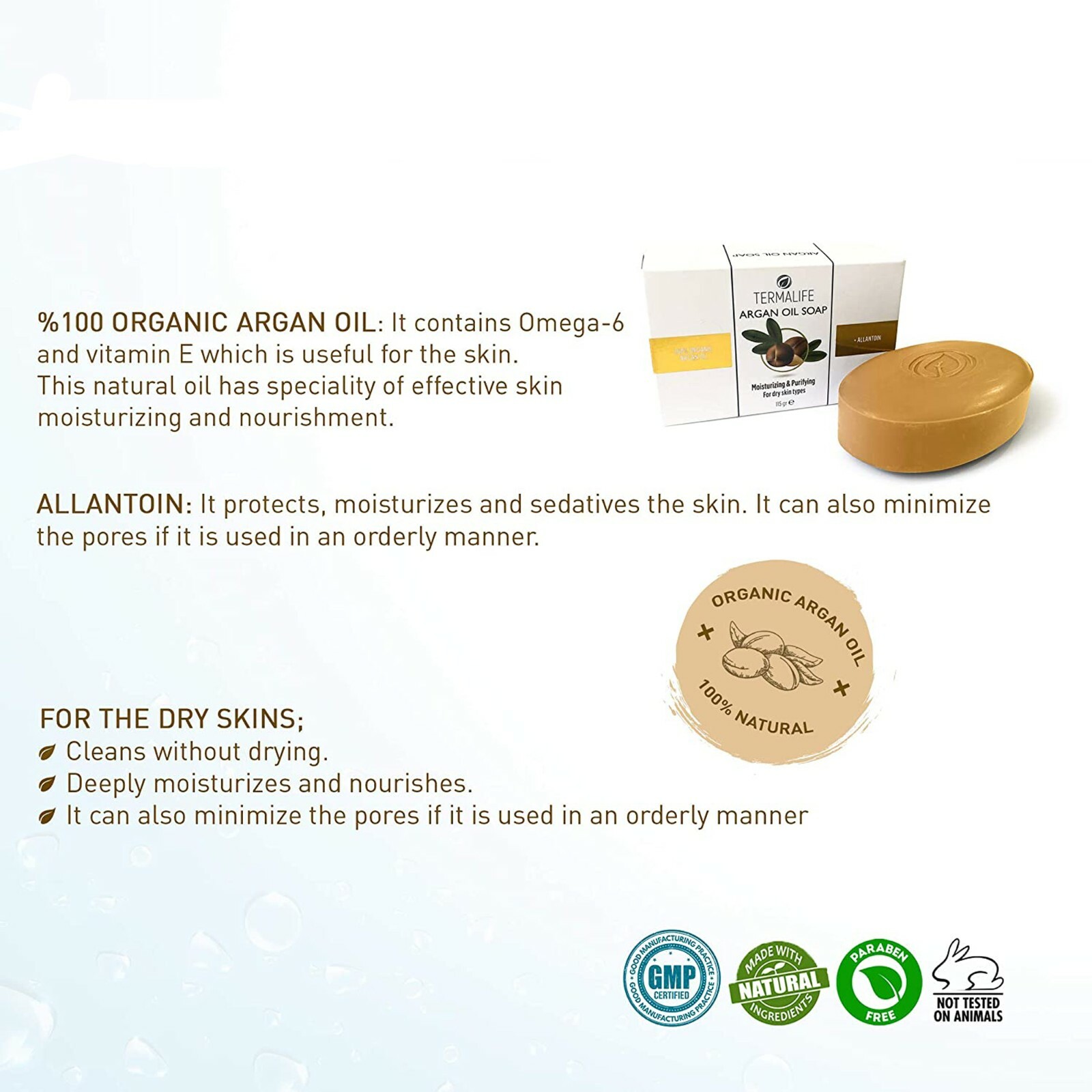 All Natural Soap Bar with 100% Organic Argan Oil | Reduces Pore Size, Purifies S