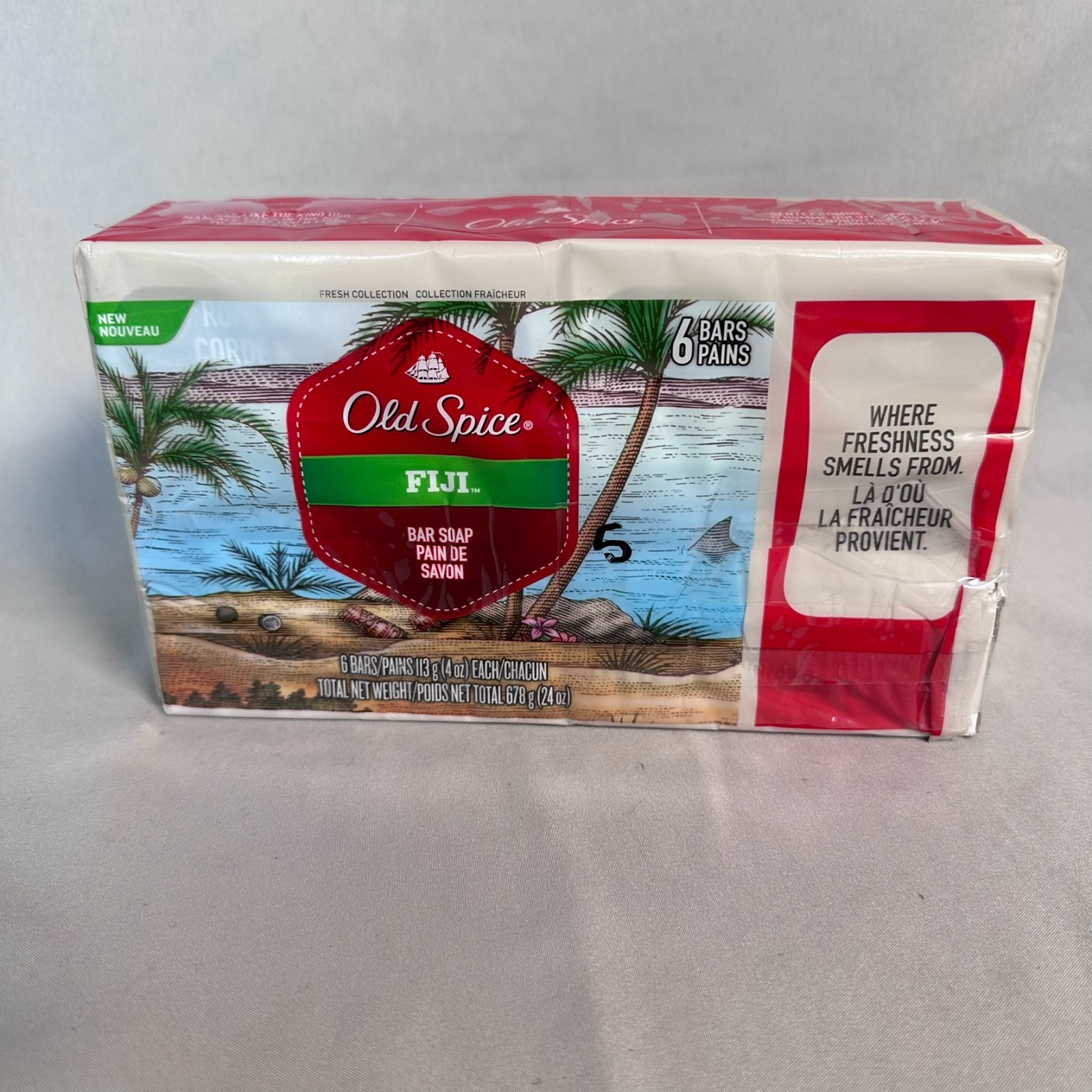 Old Spice Fiji Bar Soap 6 Pack 4 oz Each Sealed Hard to Find Fresh Collection