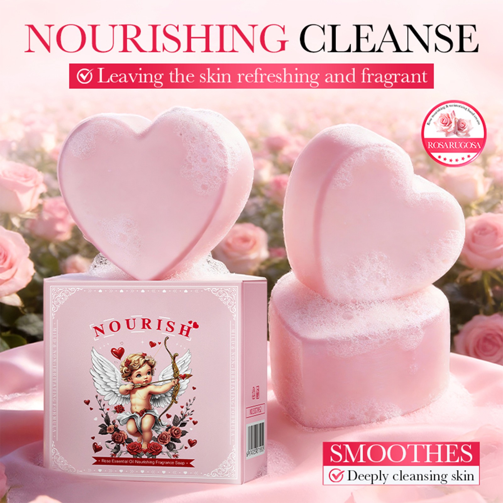 Women With Foaming Net Oil Control 100g Moisturizing Rose Essential Oil Soap