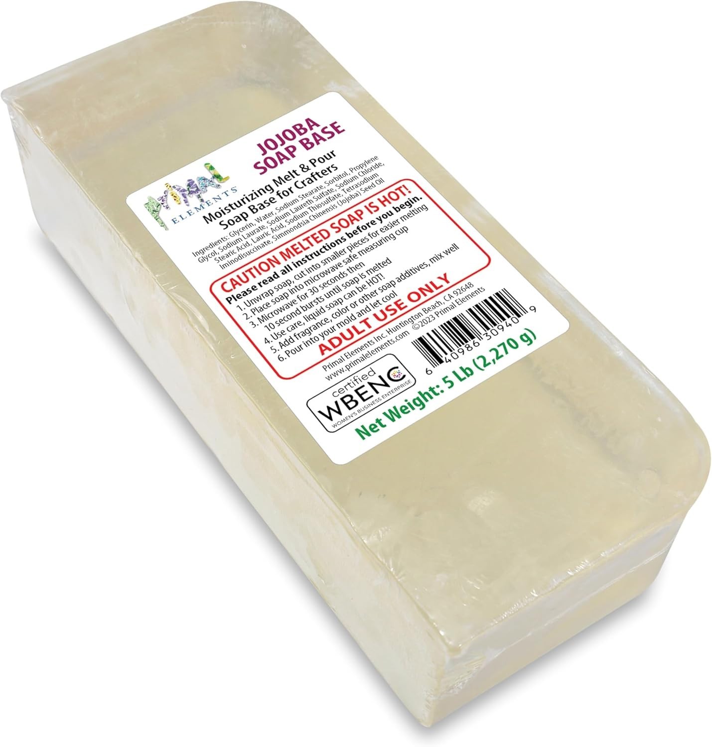 Moisturizing Jojoba Oil Soap Base – Easy Cut Glycerin for DIY Crafting – 5 lb