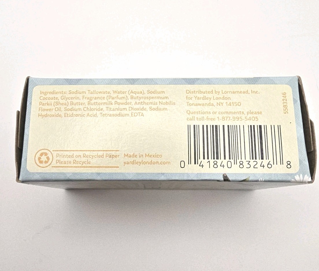 Lot of 4 Bars Yardley London Charcoal Chamomile Oatmeal Lavendar 4.25oz Each